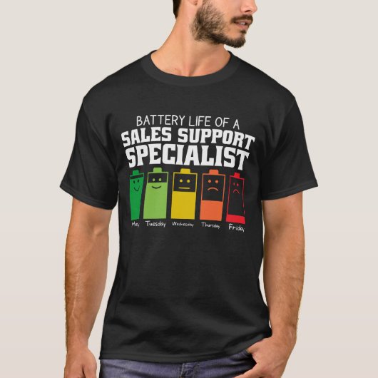 Batterijduur van een verkoopsupportspecialist t-shirt (Voorkant)