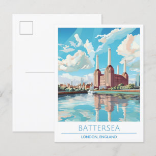 Battersea Londen Engeland Vintage Travel Briefkaart