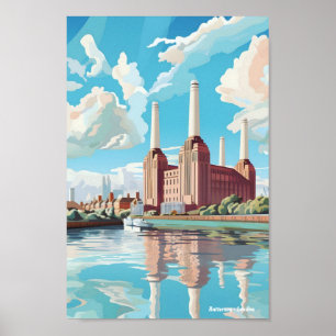Battersea Londen Engeland Vintage Travel Poster