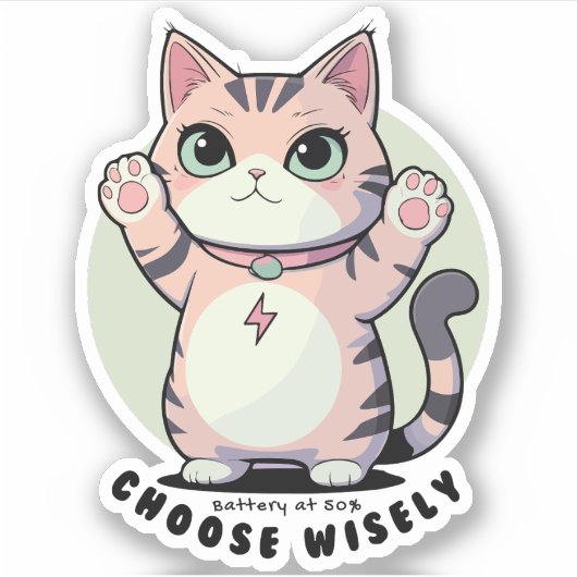 Battery at 50 Choose Wisely – Introvert Humour  Sticker (Voorkant)