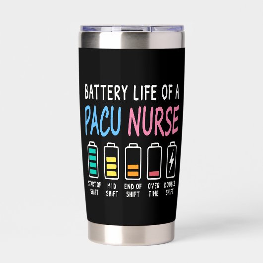 Battery life of a PACU nurse levels humor Geïsoleerde Drinkbeker (Voorkant)