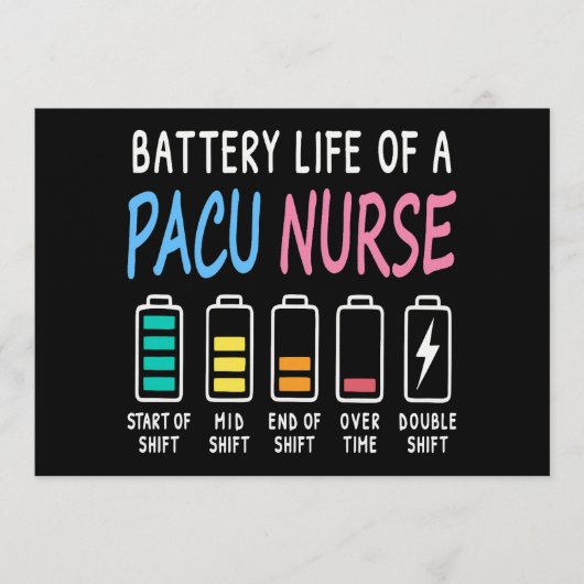 Battery life of a PACU nurse levels humor Kaart (Voorkant)