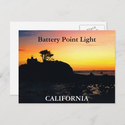 Battery Point Light, Carte postale California (Devant / Derrière)