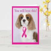 Battez Cette Cancer Du Sein Ruban Carte Spaniel (Fleur jaune)