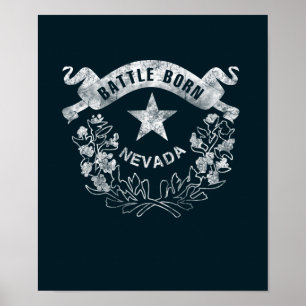 Battle Born - Nevada, Las Vegas. Vintage vlag Logo Poster