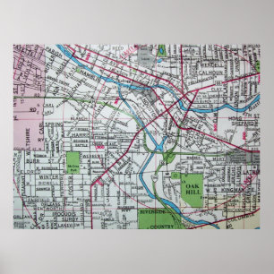 Battle Creek, affiche vintage de carte de MI