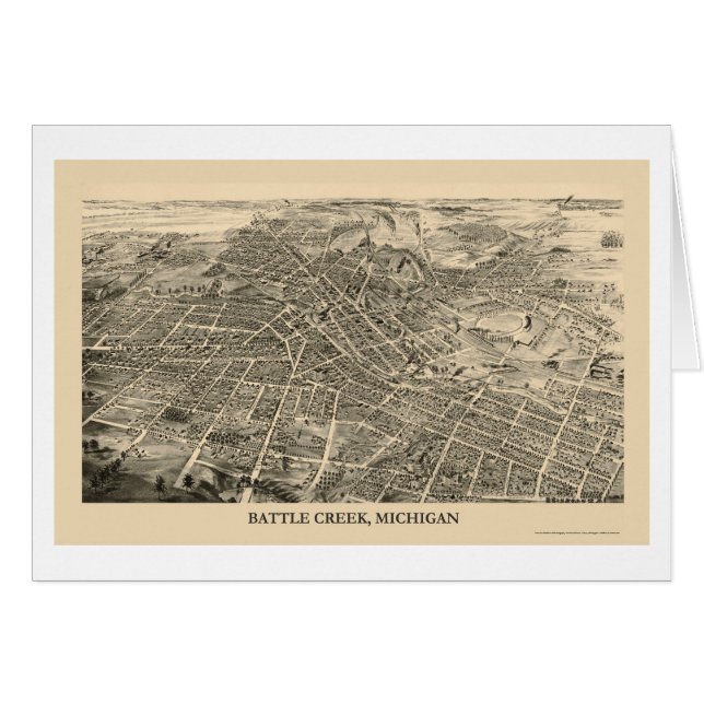 Battle Creek, carte panoramique de MI - 1880s (Devant horizontal)