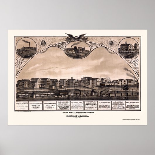 Battle Creek, MI Panoramic Map - 1869 Poster (Voorkant)