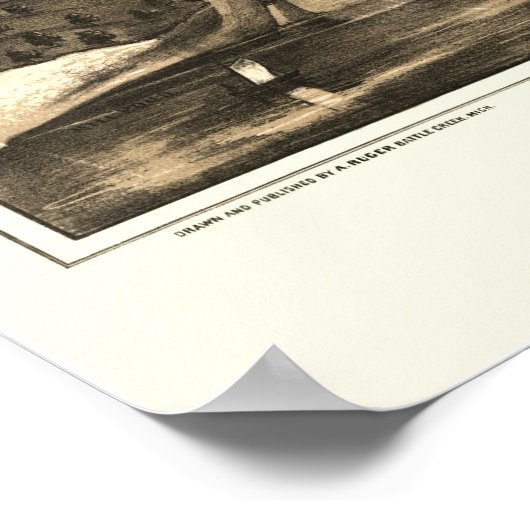 Battle Creek, MI Panoramic Map - 1870 Poster (Hoek)