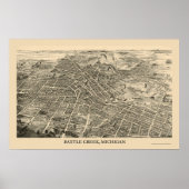Battle Creek, MI Panoramic Map - 1880 Poster (Voorkant)
