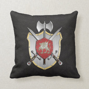 Battle Crest Draak Zwart Kussen