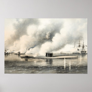 Battle of Hampton Roads - Monitor and Merrimack - Poster