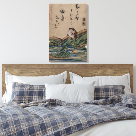  "Battle of the Frogs" by Kawanabe Kyōsai Canvas Afdruk (Insitu (Slaapkamer))