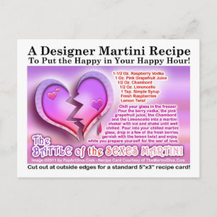 Battle of the Sexes Valentine Martini Recept Postc Feestdagenkaart