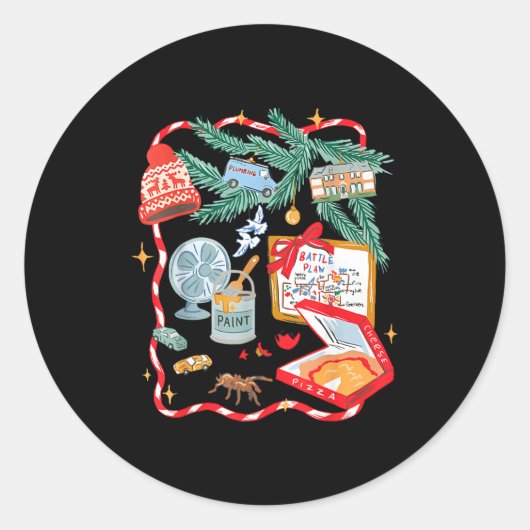 Battle Plan Funny Christmas Home Kids Hand Dawn Al Ronde Sticker (Voorkant)