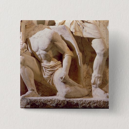 Battle scene, c.169 vierkante button 5,1 cm (Voorkant)