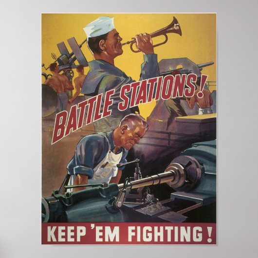 Battle Stations ~ Hou 'Em Fighting' Poster (Voorkant)