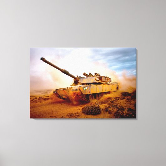 BATTLE TANK - M1 Abramen 24x36 Canvas Afdruk (Voorkant)