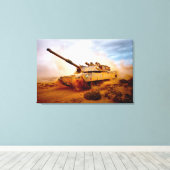 BATTLE TANK - M1 Abramen 24x36 Canvas Afdruk (Insitu (Houten vloer))