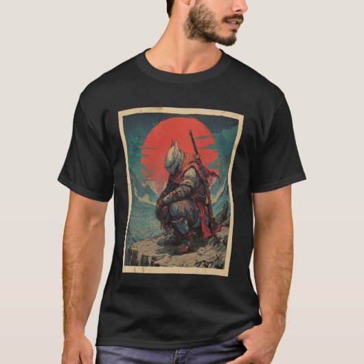 Battle Worn Masked Samurai Warrior Japanese Sun Ba T-shirt (Voorkant)