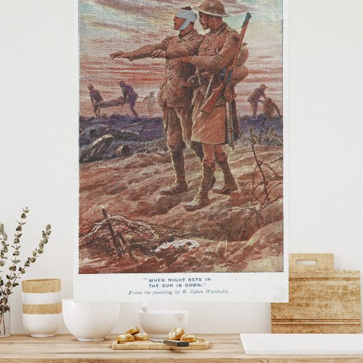 Battlefield War Friendship Leading Blind Solind Poster (Keuken)