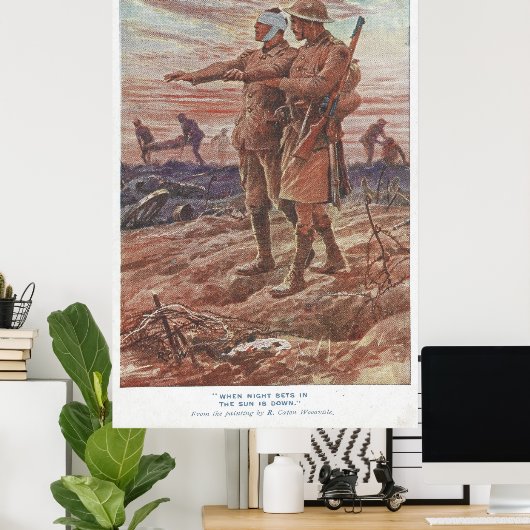 Battlefield War Friendship Leading Blind Solind Poster (Thuiskantoor)
