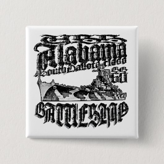Battleship Alabama Square Button Button (Voorkant)