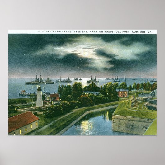 Battleship Fleet, Hampton Roads, VA Poster (Voorkant)