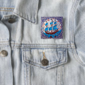 Battleship Pattern / Tile Art Vierkante Button 5,1 Cm (In situ)