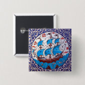 Battleship Pattern / Tile Art Vierkante Button 5,1 Cm (Voorkant /achterkant)
