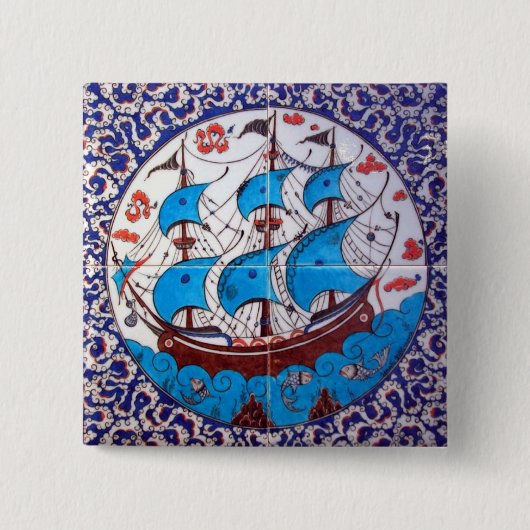 Battleship Pattern / Tile Art Vierkante Button 5,1 Cm (Voorkant)