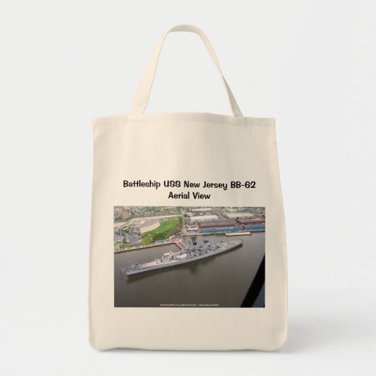 Battleship USS New Jersey B-62 Aerial Uitzicht Tote Bag (Voorkant)