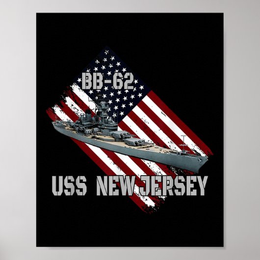 Battleship USS New Jersey BB-62 & Combat Warsh Poster (Voorkant)