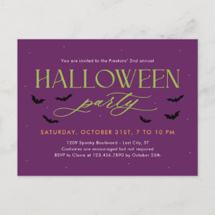 Batty bewerkbare kleur Halloween Invitation Briefk Feestdagenkaart