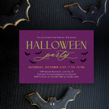 Batty bewerkbare kleur Halloween Party uitnodiging