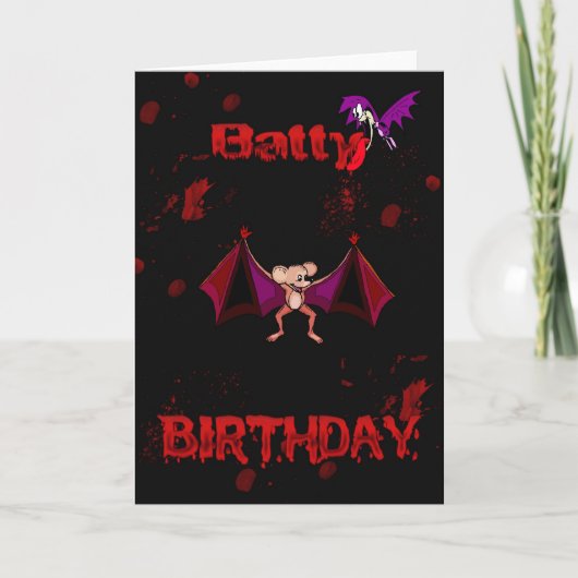 Batty Birthday Blood Bats Gothic Emo Alternatief Kaart (Voorkant)