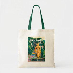 Batu Caves Maleisië Illustratie Reis Kunst Retro Tote Bag