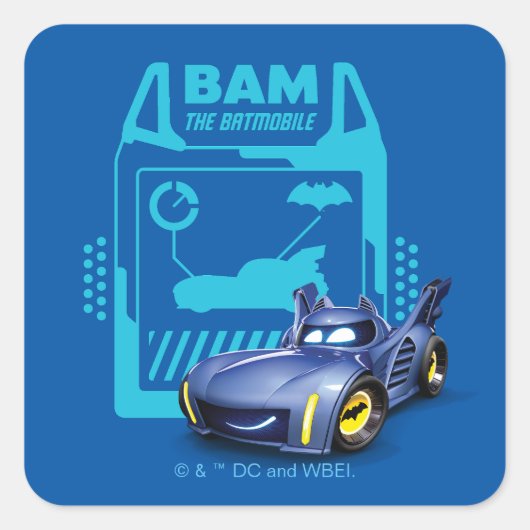 Batwheels™ BAM - De Batmobile Vierkante Sticker (Voorkant)
