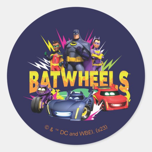 Batwheels™ superheldenteam ronde sticker (Voorkant)