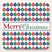 Bauble Pattern Kerstmis Vierkante Kartonnen Onderzetter (Voorkant)