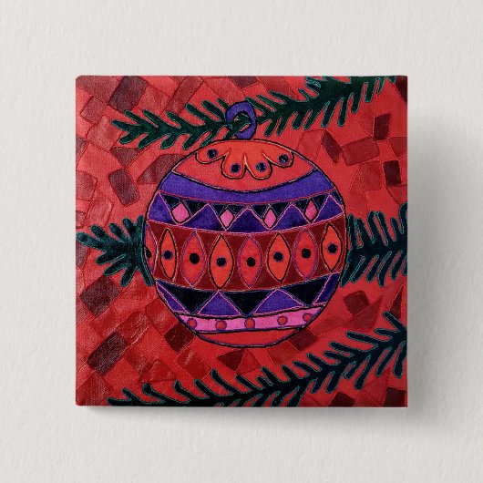 Bauble Vierkante Button 5,1 Cm (Voorkant)