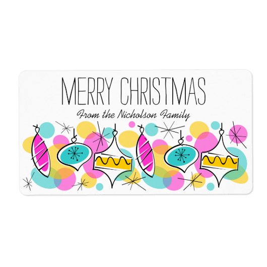 Baubles Arbre Rétro étiquette de Noël grand (Devant)