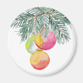 Baubles d'aquarelle Magnet de Noël (Devant)