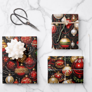 Baubles de Noël brillants papier d'enveloppement t
