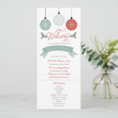 Baubles en Holly Kerstfeestdag bruiloft Programma (Staand voorkant)