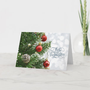 Baubles, fir. cones German Kerstfeestay Card Feestdagen Kaart