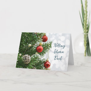 Baubles, fir. cones Irish Kerstfeestay Card Feestdagen Kaart