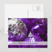 Baubles pourpres 'Joyeux Noël' carte postale (Devant / Derrière)