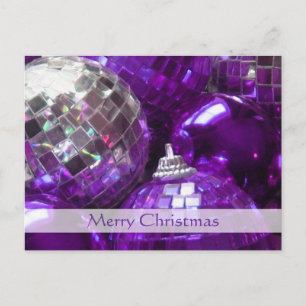 Baubles pourpres 'Joyeux Noël' carte postale