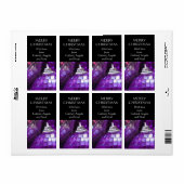 Baubles violet tag cadeau portrait étiquette noir (Feuille entière)